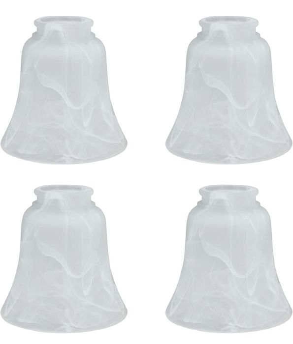 Zestaw 4 szklanych kloszy w kształcie dzwonu z efektem alabastru