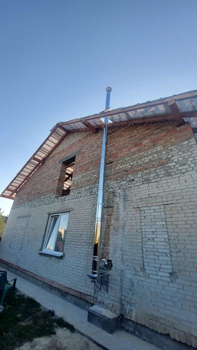 Гільзування димоходів,Монтаж димоходу,Димоход нержавійка,Сендвіч труба