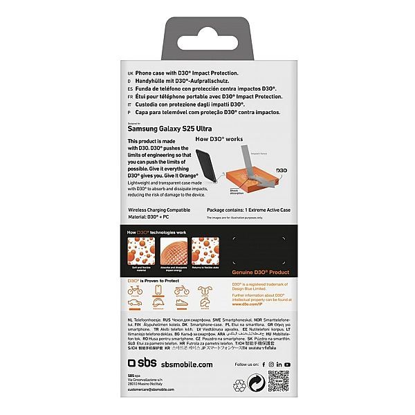 Etui SBS D3O do Samsung Galaxy S25 Ultra - przezroczyste