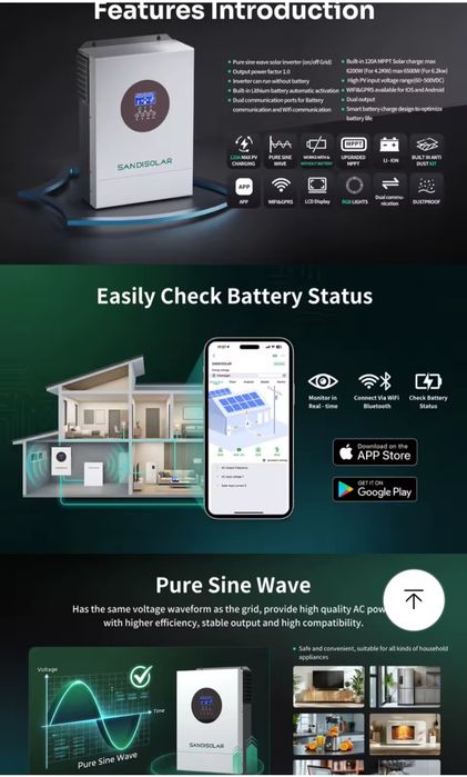 Sandisolar 6.2 kw 48v, сандисолар 6.2 кВт 48в