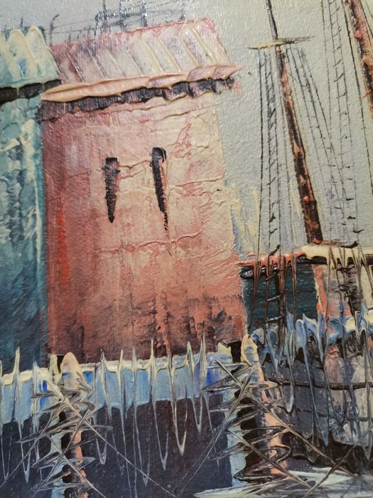 Pintura a óleo com moldura