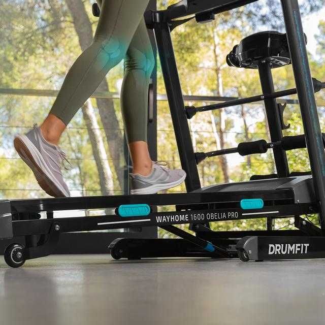 Passadeira eléctrica de corrida dobrável - Cecotec - DrumFit WayHome 1600 Obelia Ultraflex Pro, com Cinto de Massagem, Halteres, etc