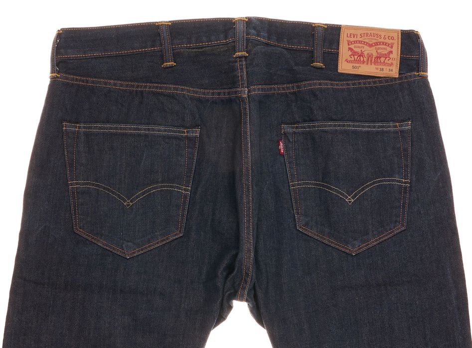 Spodnie Levis 501 W38 L34 Guzikowy Prosty Krój Ciemny Denim