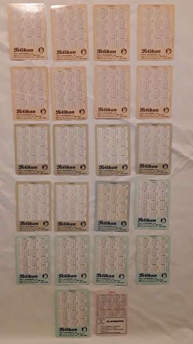 Calendários de bolso Pelikan - 1986, 1987, 1988, 1989