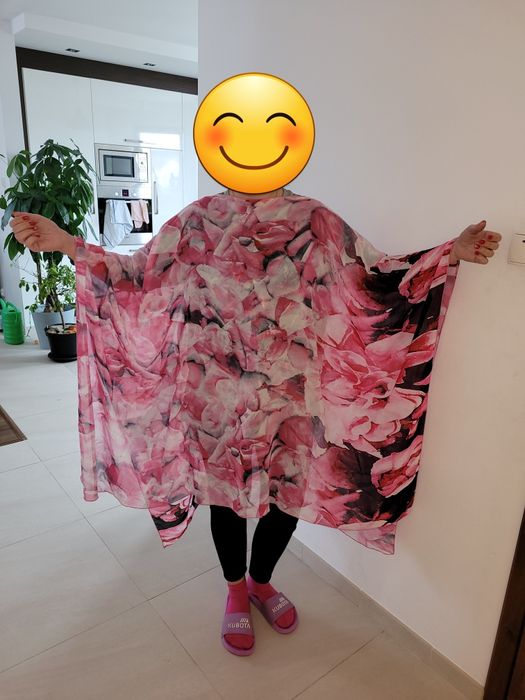 Tunika plażowa, pareo, narzutka, rozm. uniwersalny, różowa