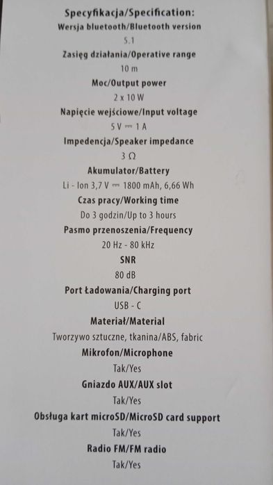 FOREVER Sonicwave, przenośny głośnik LED Bluetooth, 2x10 W