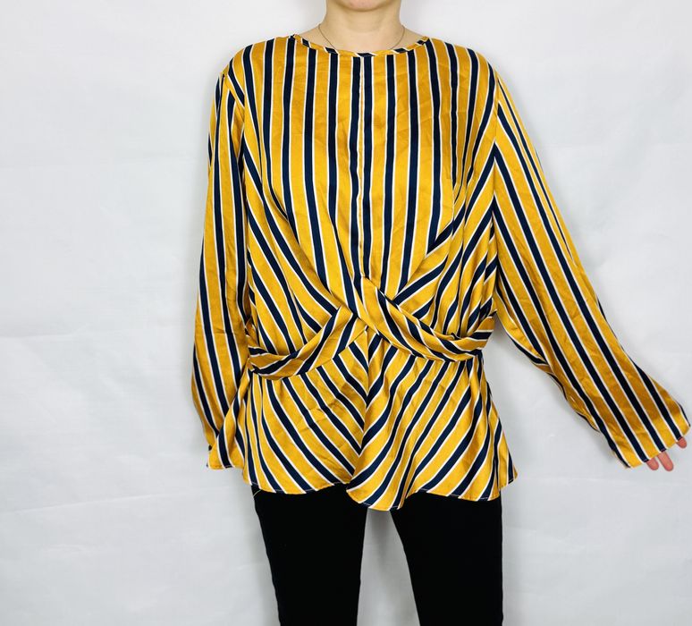 Żółto‑granatowa bluzka z węzłem 3XL 46