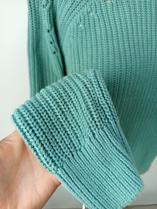 Bawełniany sweter damski jesienny zimowy zielony S