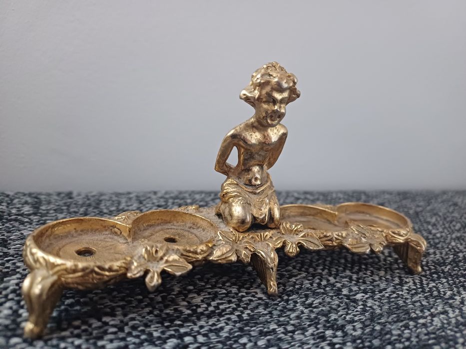 Figurka mosiężna aniołek antyk zabytek PRL-u