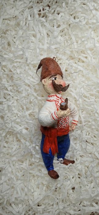 Козак Ватная игрушка на ёлку из ваты ручной работы