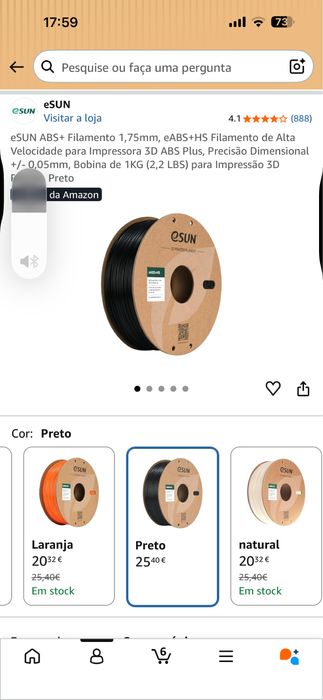 Filamentos preto ABS para impressora 3D