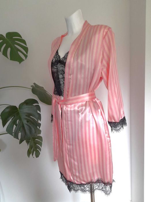 Elegancki komplet set zestaw do spania 4 częściowy piżama szlafrok top