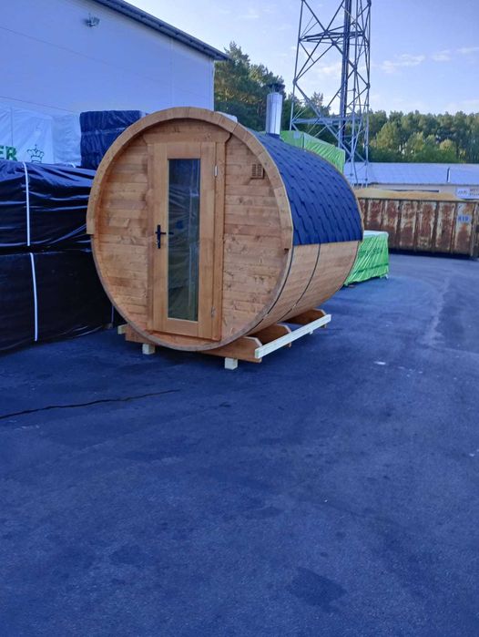 Sauna Circle Large Close 3,0m z przedsionkiem beczka sauna ogrodowa