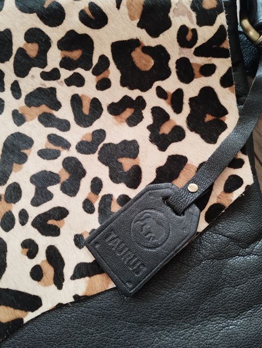 TAURUS torebka listonoszka skóra naturalna z włosiem animal print
