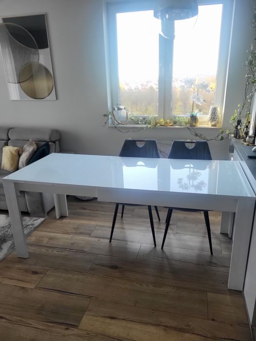 Stół rozkładany biały połysk