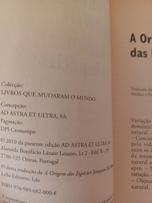 Livro A Origem das Espécies - Charles Darwin