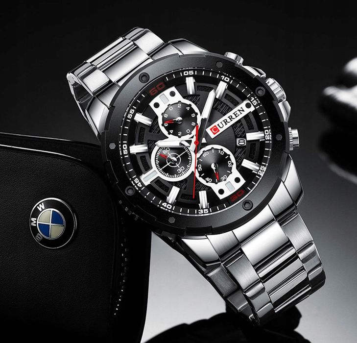 Curren Elegancki Zegarek Męski Chronograf Datownik