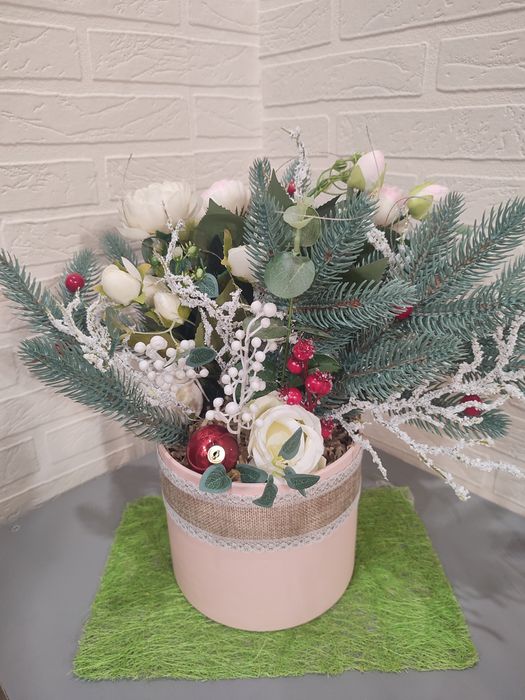 Новорічний декор ручної роботи, різдвяна композиція ручної роботи