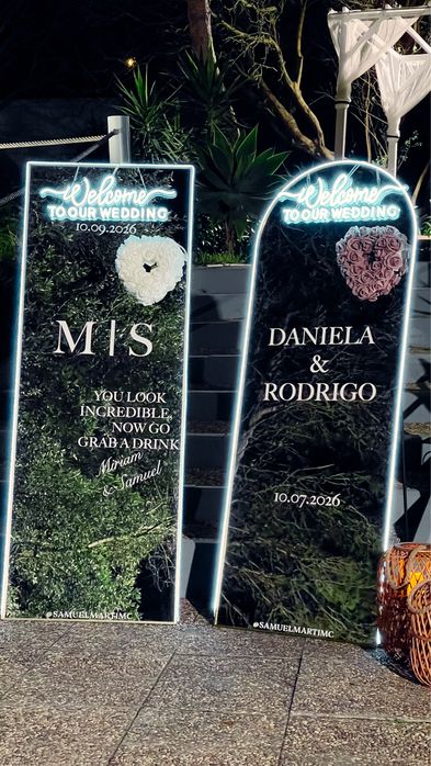 Aluguer Welcome Mirror em Led para Casamentos Espelho Boas Vindas