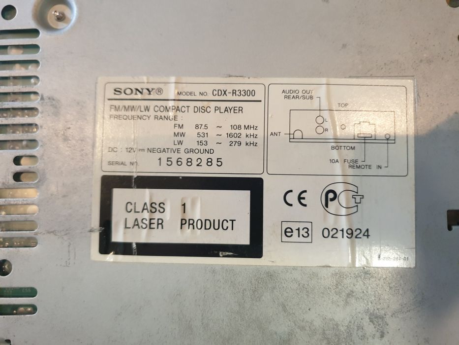 Radio CD Sony CDX-R3300 MP3 Drive-S Xplõd 50Wx4
