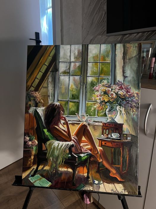 Obraz olejny Myśli o Tobie 50*40 płótno bawełna