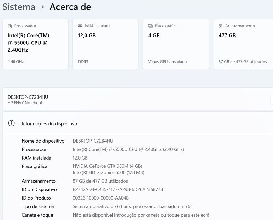 Portátil HP Envy 15,6