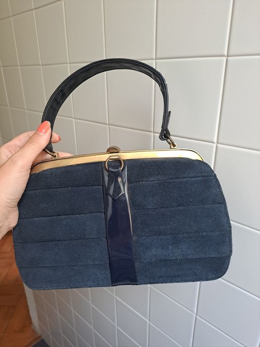 Mala azul escura vintage