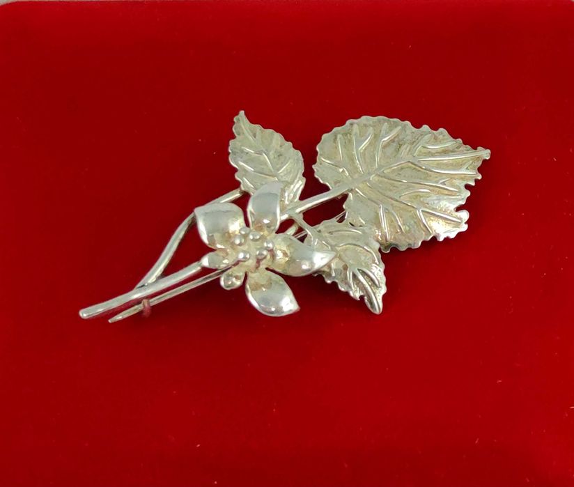 WARMET - AGAT at Srebrna BROSZKA z Motywem Kwiatowym/ Próba 925 /6,68g