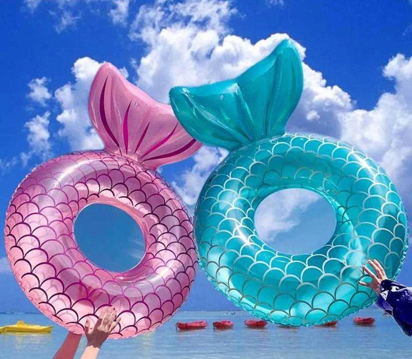 koło kółko SYRENKA niebieskie dmuchane do pływania basen 70cm nowe