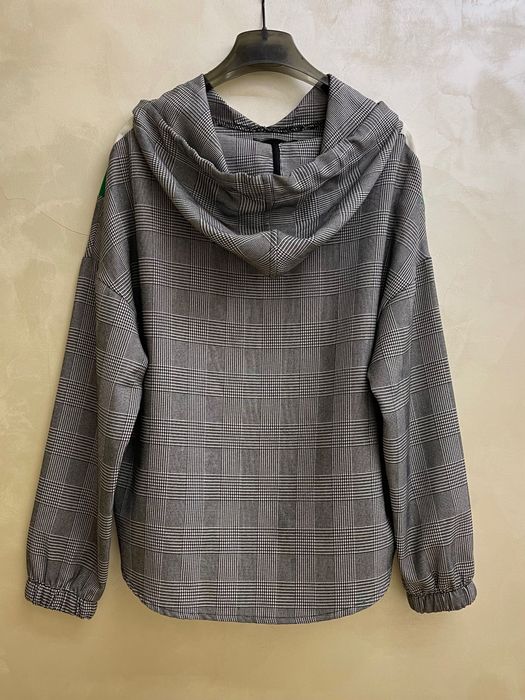 Stradivarius світшот сірий зелений з капюшоном оверсайз в клітинку M L