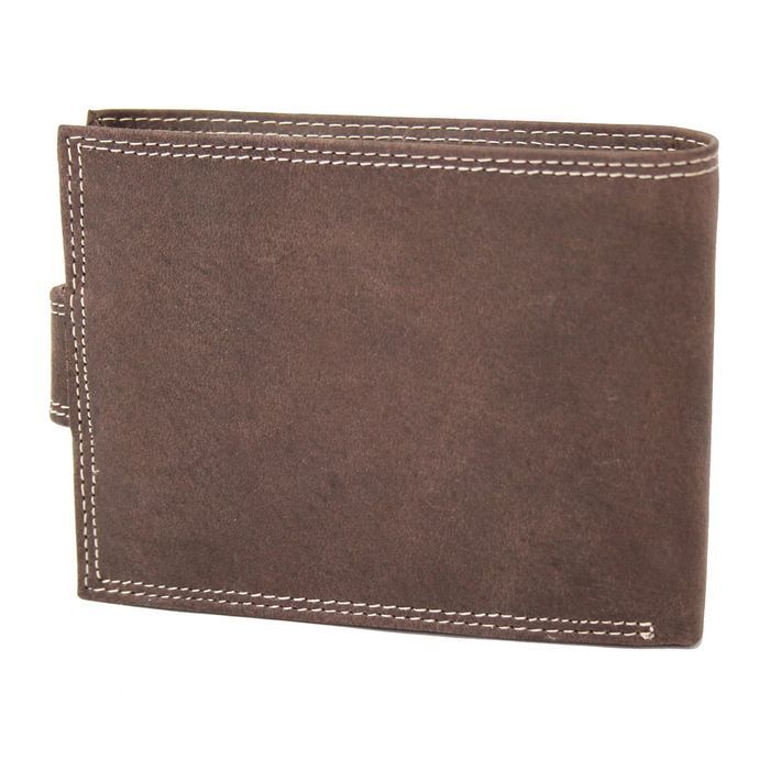Portfel męski skóra nubuk nap Wild Tiger  - ciemnobrązowy premium nowy