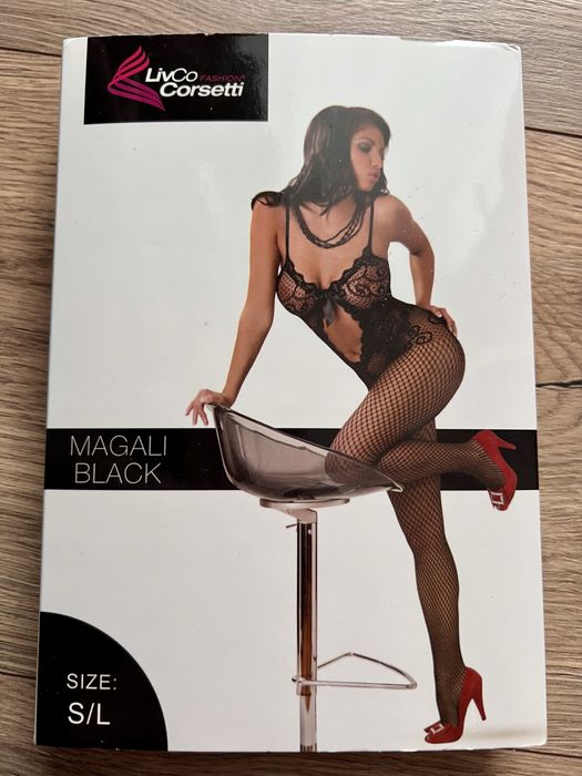 Bodystocking LivCo Corsetti Magali black S/L czarne body damskie koronkowe