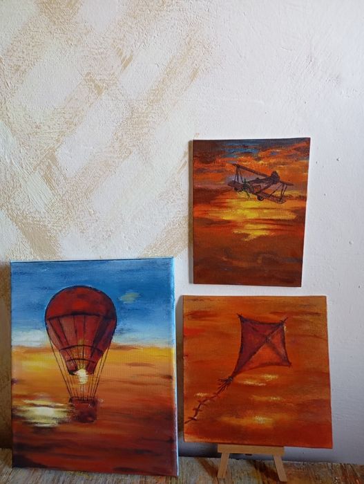 Серия из трёх картин "Пылающий закат"