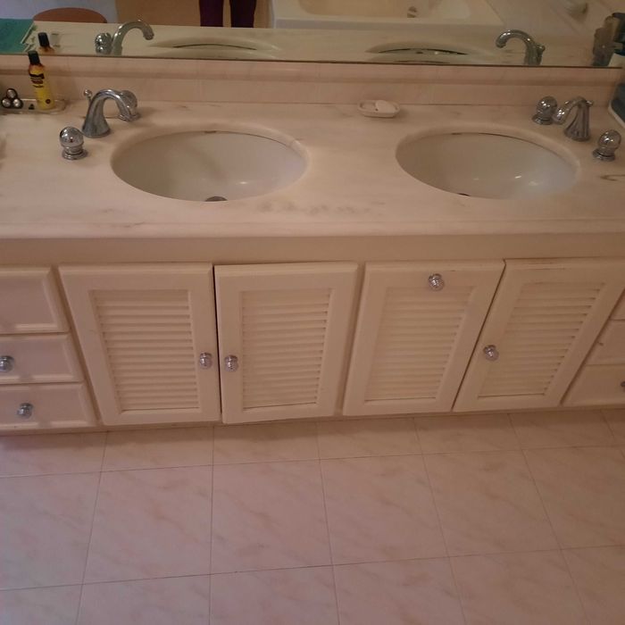 Tampo mármore para cozinha / WC com 1 bacia/pia