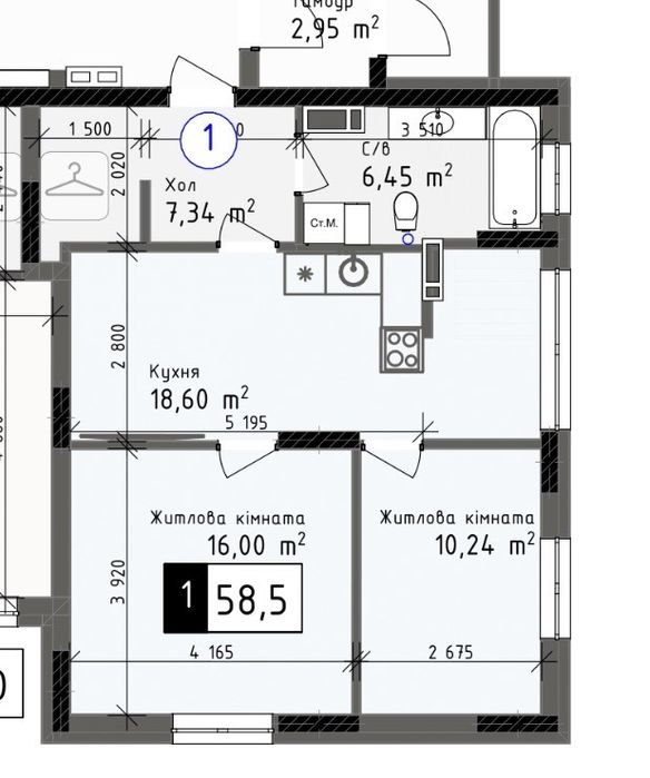 2-комнатная квартира по адресу (площадь 58 м²) - Atlanta.ua - фото 2