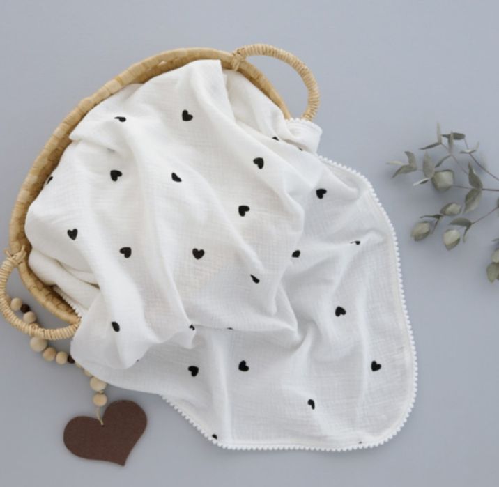 Плед мусліновий «сердечка»