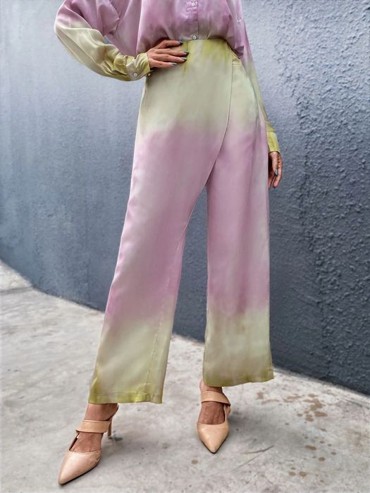 Shein Spodnie Satynowe Boho Ombre Xs 34