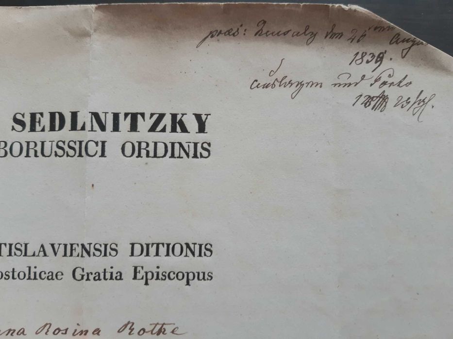 Biskup Daniel Latussek Bralin Kępno Nowa Sól akt dyspensy ślub 1839