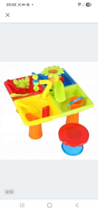 Stolik Wodny Piaskownica do Piasku 2w1 Zabawka dla Dzieci Łopatka Stoł