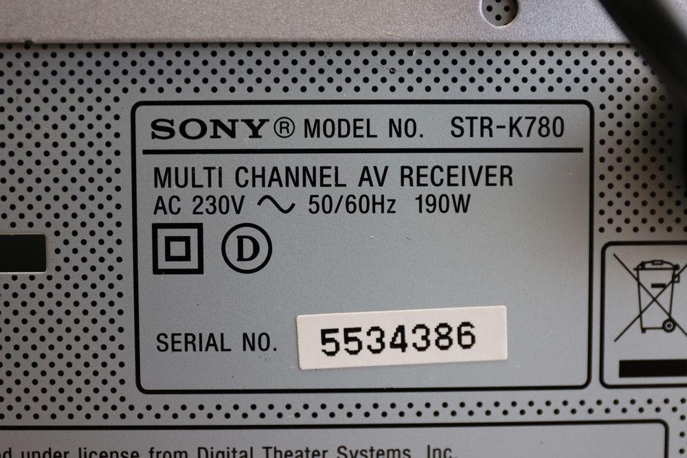 Sony  STR - K780   receiver