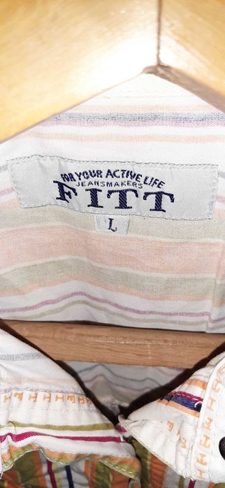 Bezrękawnik Koszula FITT Paski L Bardzo Dobry Stan