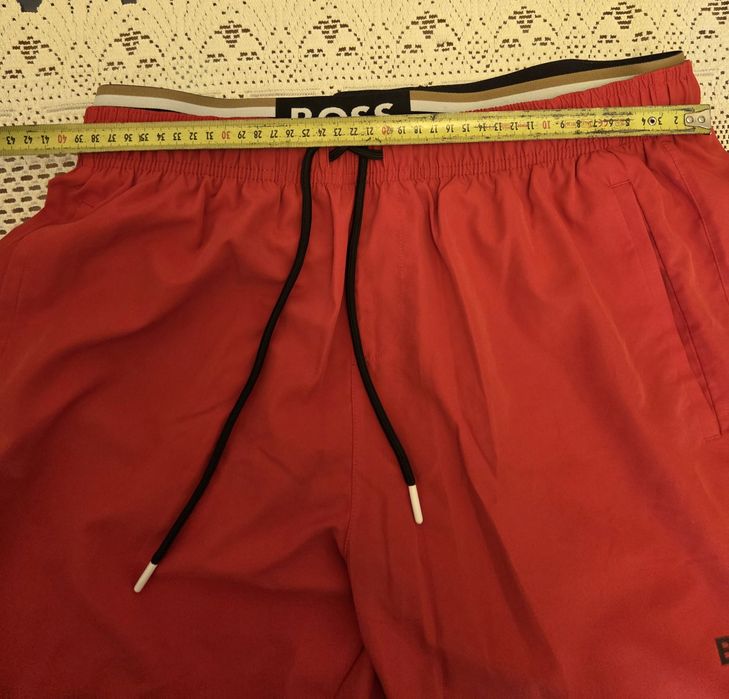 Czerwone Kąpielówki Szorty BOSS Podwójny Pas Logo XL
