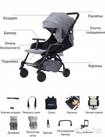 Коляска Yoya Care прогулянкова з дощовиком сіткою чохлом на ніжки