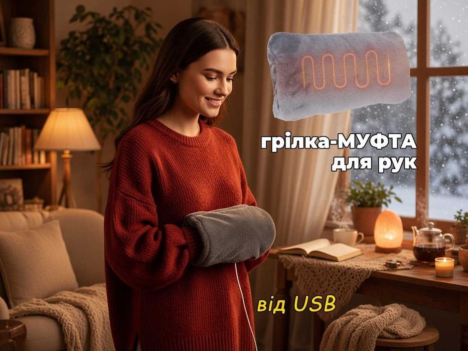 Електрична грілка для рук муфта з підігрівом USB Грелка для рук Электрическая муфта с подогревом 30 см Грілка від павербанка обігрівач рук