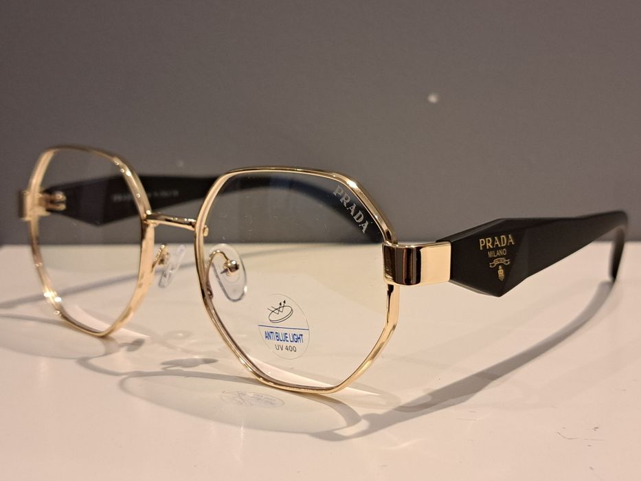 PRADA damskie nowe oprawki korekcyjne złote okulary zerówki