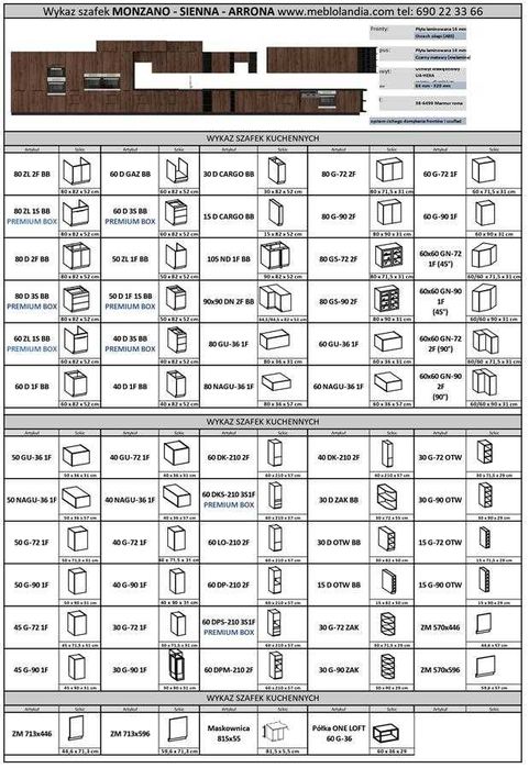 Zestaw mebli kuchennych ARRONA Kaszmir dostępne 3 kolory