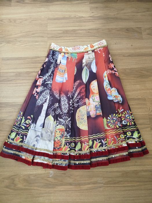 PIÙ & PIÙ Babushka spódnica midi Italy 36/38 wysoki stan folk matrioszki
