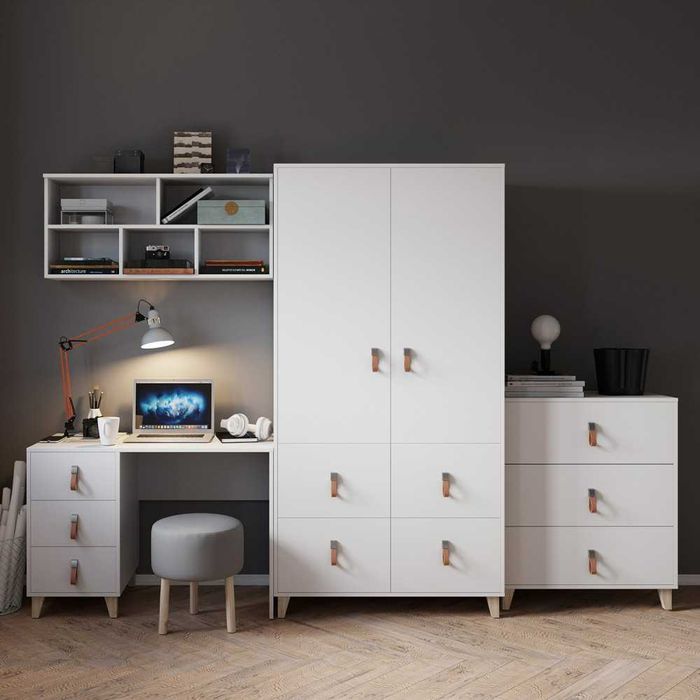 Zestaw mebli dla dzieci, młodzieżowy NELA - szafa, komoda, biurko