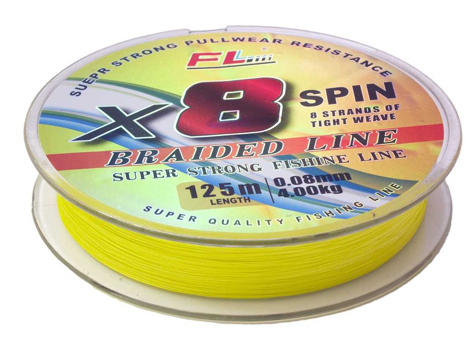 Plecionka FL X8 SPIN 0,16mm 19kg 125m 8 splotów fluo