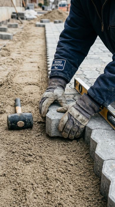 Будівельні роботи під ключ: фундамент, дах, плитка, електрика бруківка